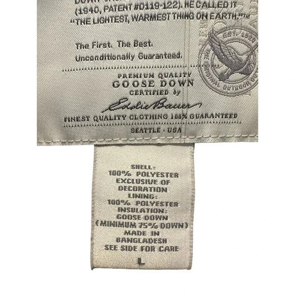 Eddie Bauer Premium Goose Down Quilted Microfiber Puffer Vest Size Large - Picture 5 of 8